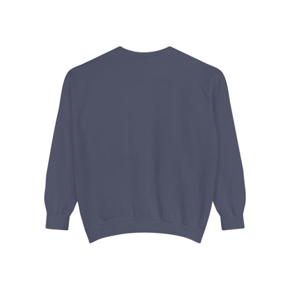 "I Don't Work for Men" Embroidered Garment-Dyed Sweatshirt