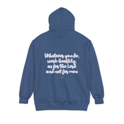 Cursive Colossians 3:23 Garment-Dyed Hoodie
