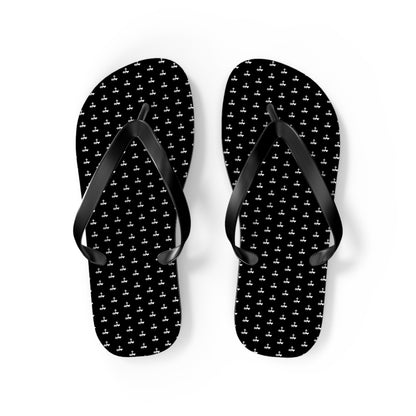 Black Patterned Flip Flops
