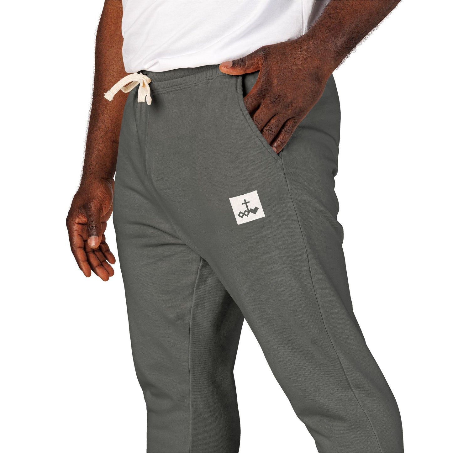 Block Bordered Logo Garment-Dyed Fleece Joggers