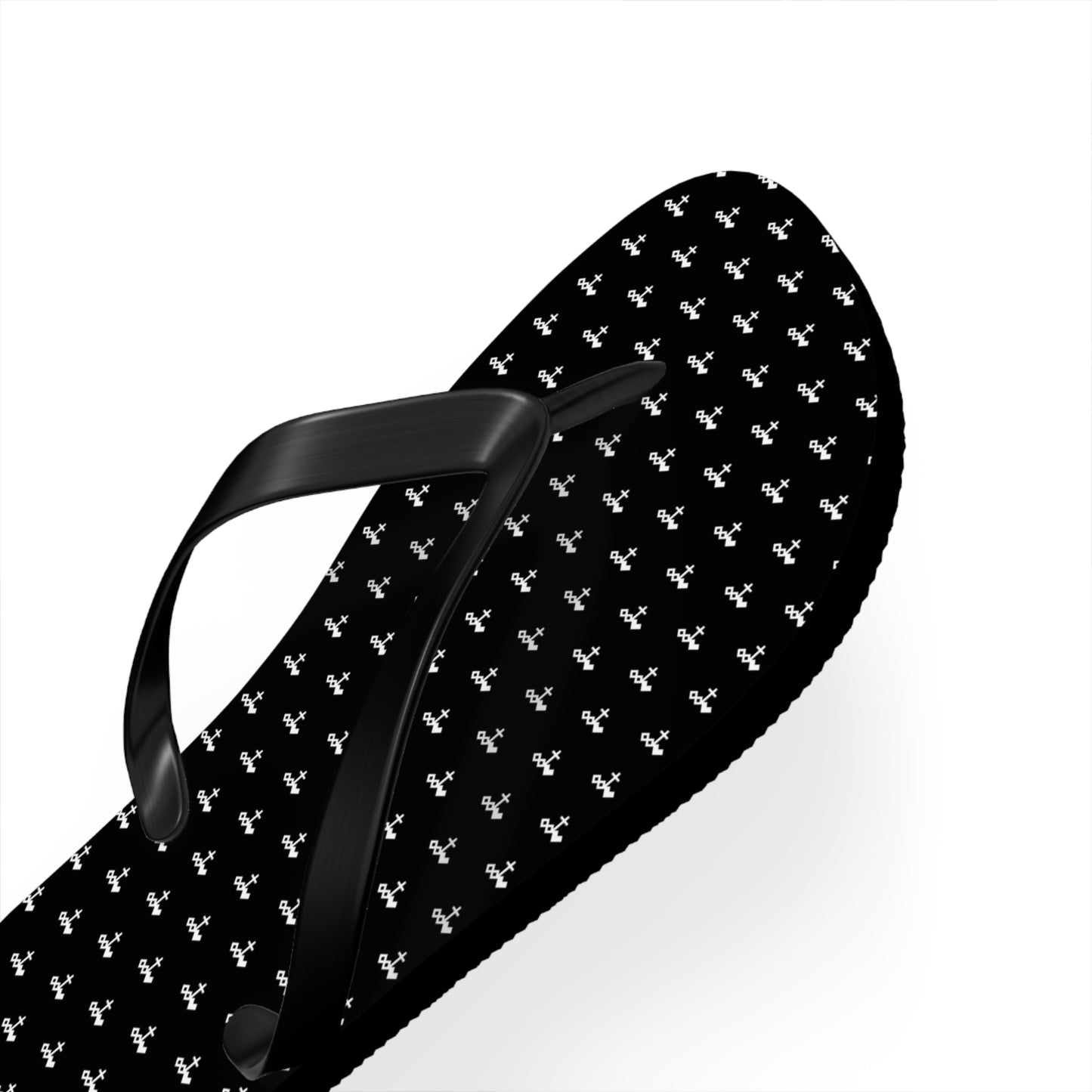 Black Patterned Flip Flops