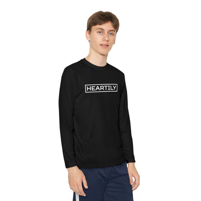 Bordered Heartily Youth Athletic Long Sleeve Tee