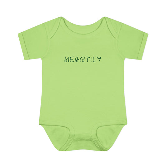 'Heartily' Script Baby Bodysuit