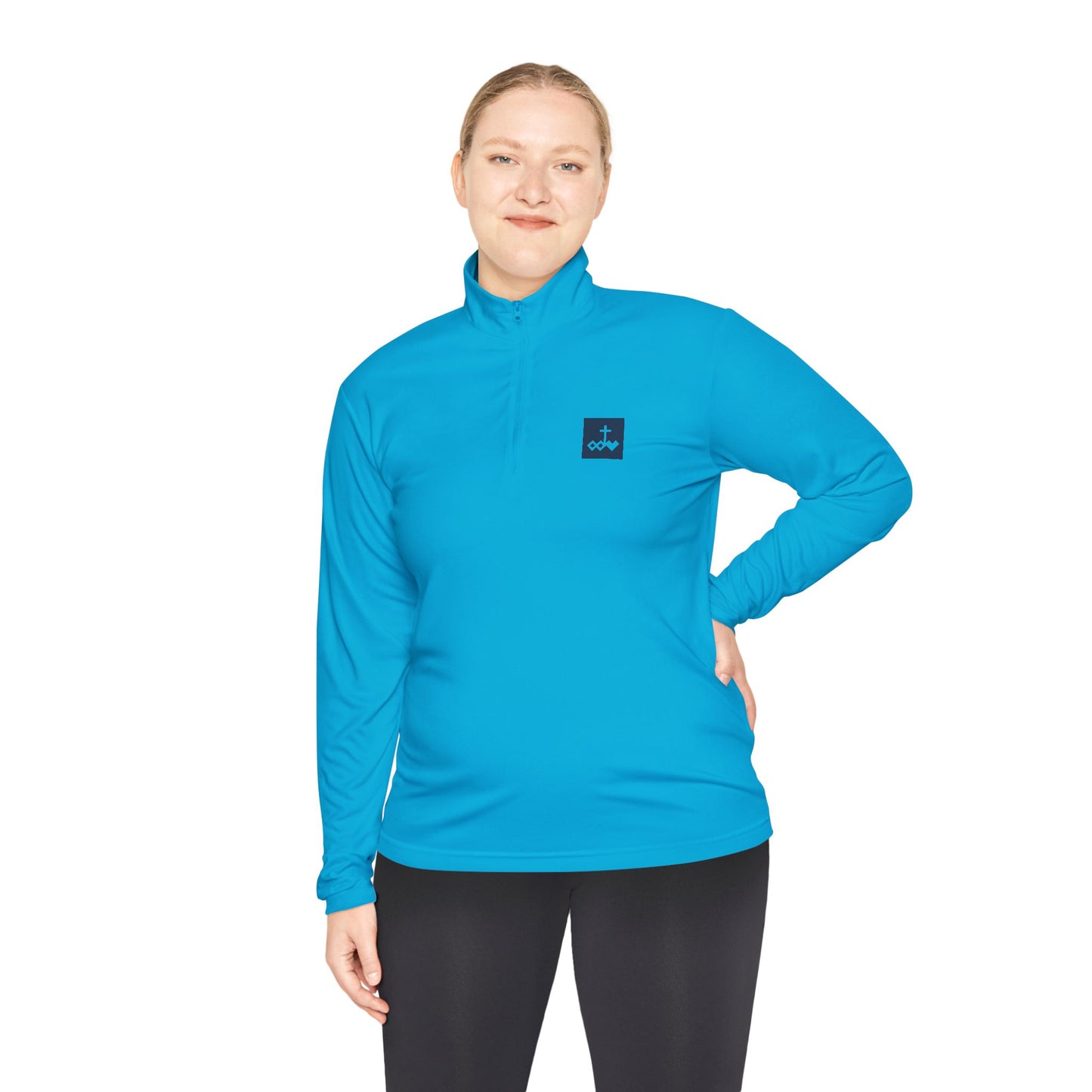 Block Bordered Logo Quarter-Zip Pullover