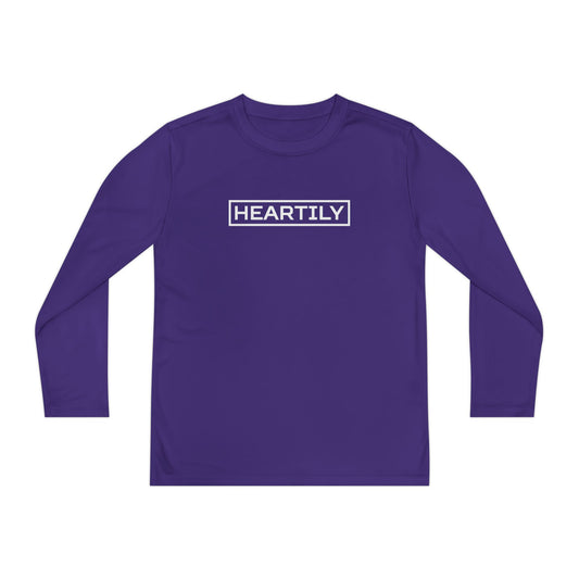 Bordered Heartily Youth Athletic Long Sleeve Tee