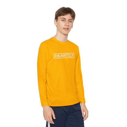Bordered Heartily Youth Athletic Long Sleeve Tee