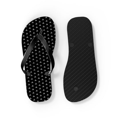 Black Patterned Flip Flops