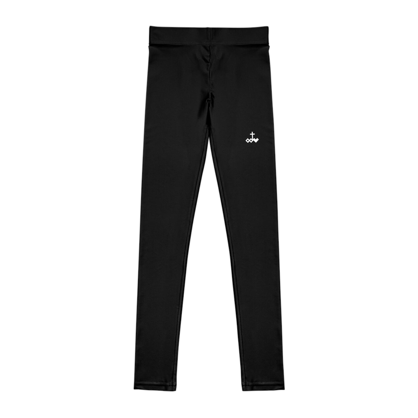 Youth Black Leggings with Small White Logo