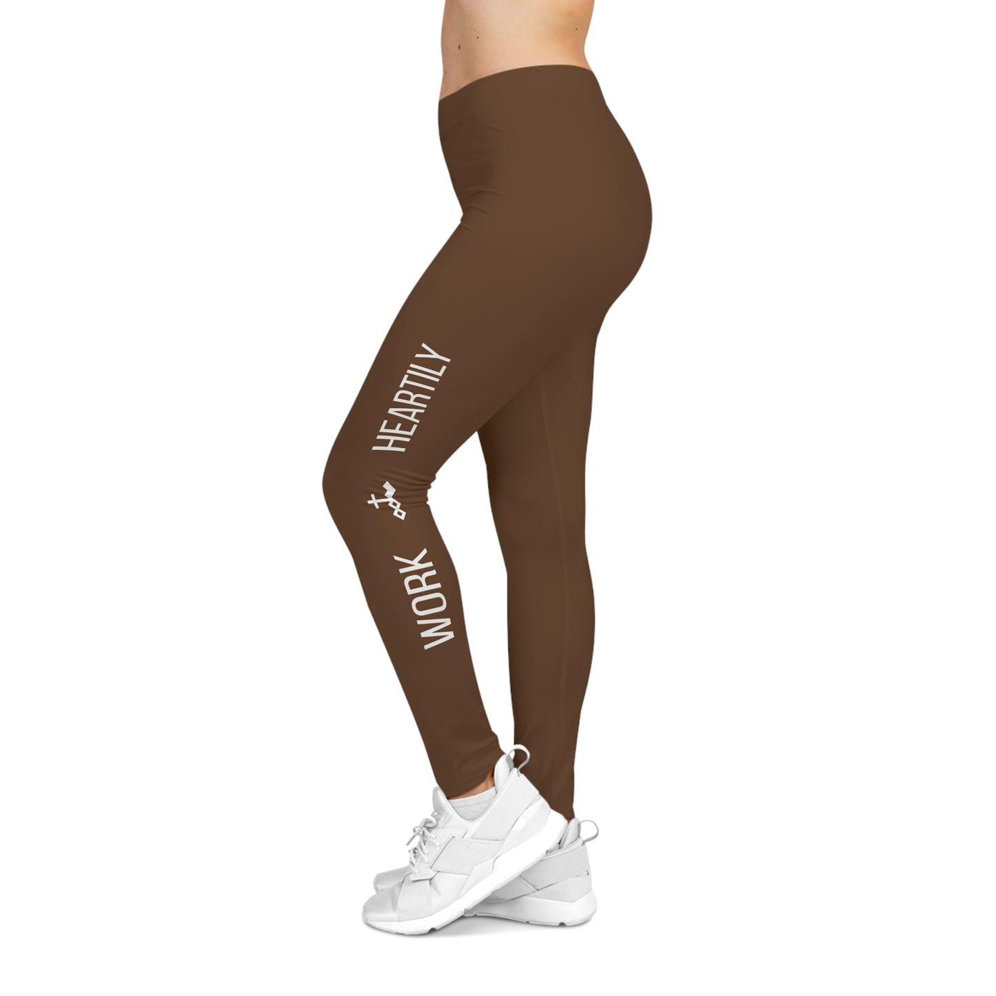 'Work Heartily' Brown Women's Casual Leggings