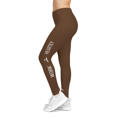 'Work Heartily' Brown Women's Casual Leggings