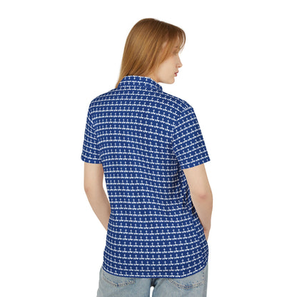 Dark Blue Unisex Logo Pattern Polo Shirt
