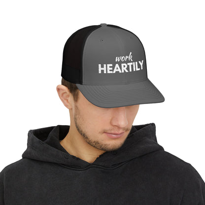 "Work Heartily" Snapback Trucker Cap