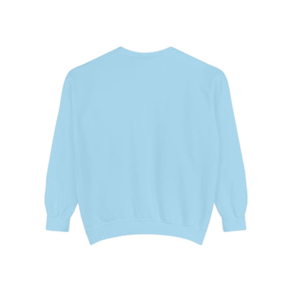 "I Don't Work for Men" Embroidered Garment-Dyed Sweatshirt