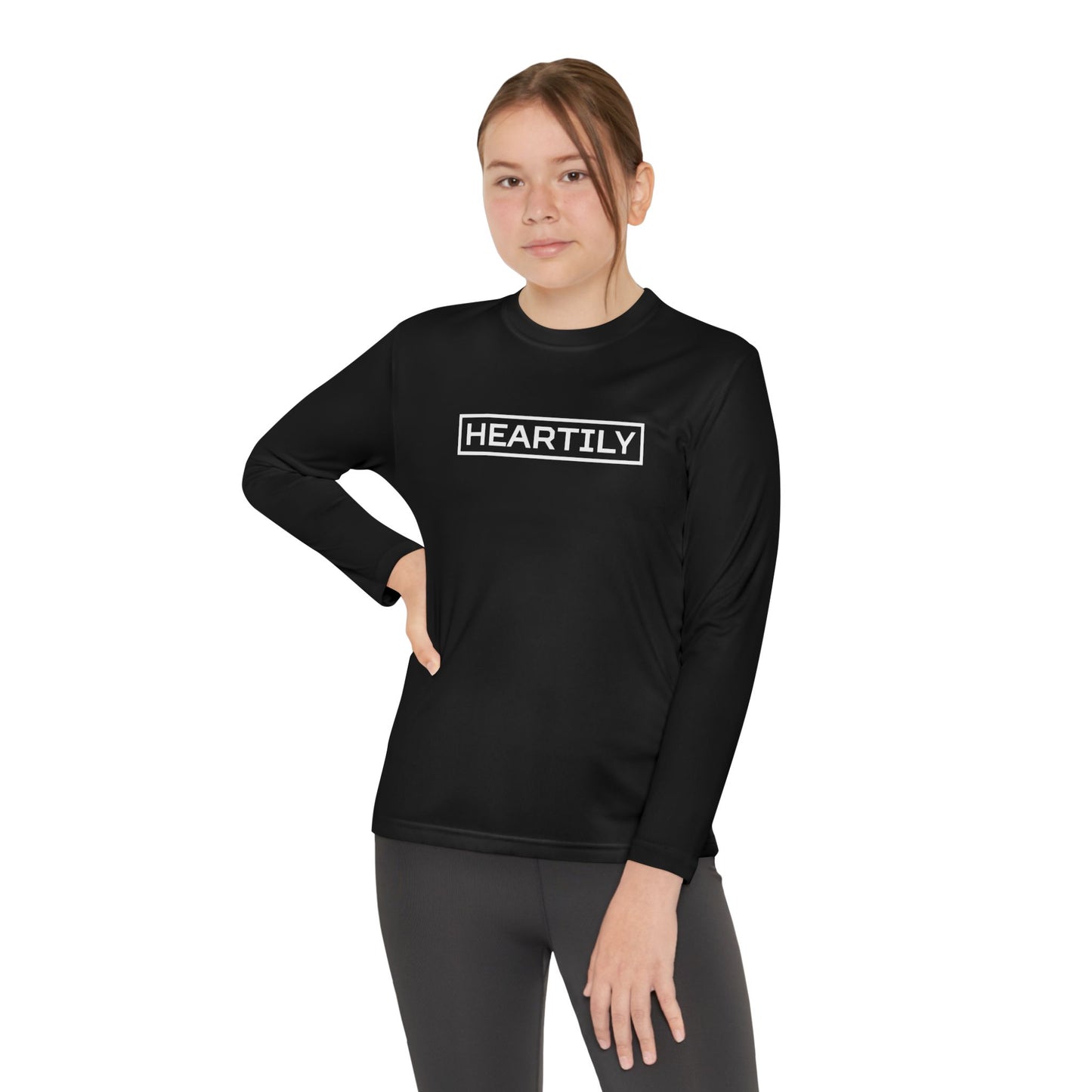 Bordered Heartily Youth Athletic Long Sleeve Tee