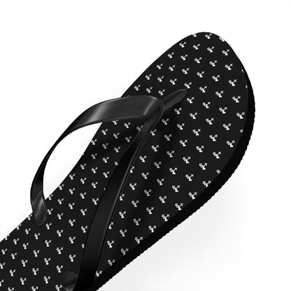 Black Patterned Flip Flops