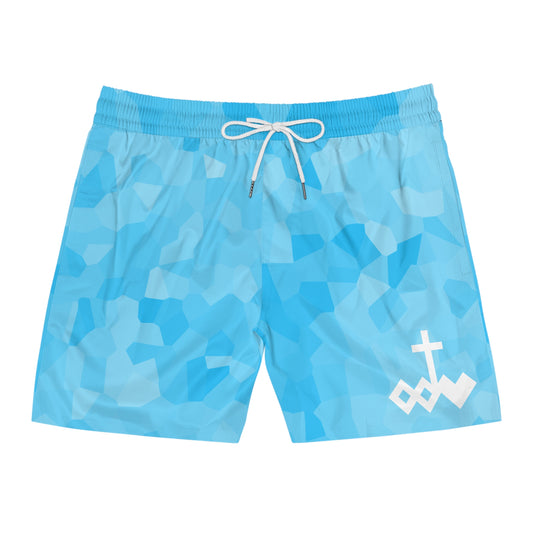 Men's Blue Geo Pattern Swim Shorts