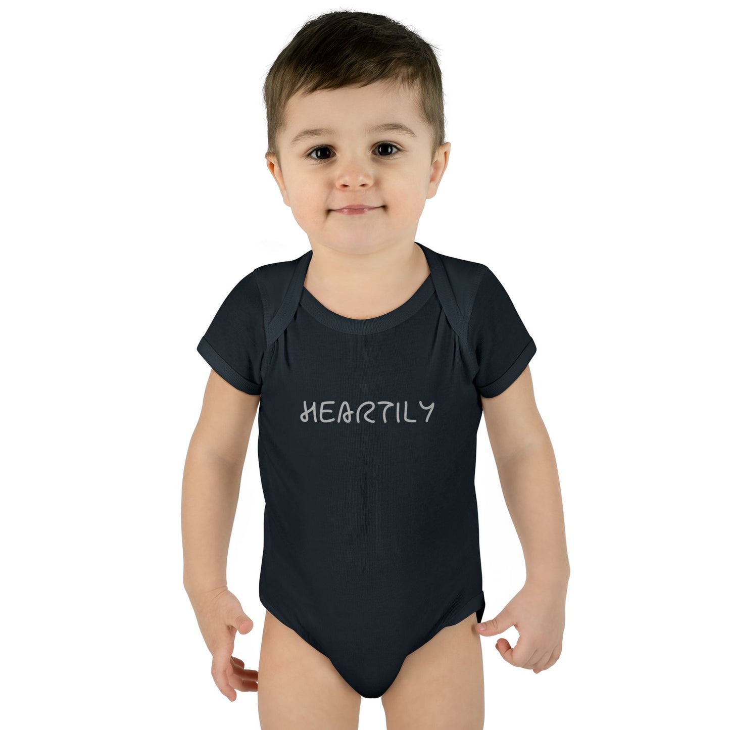 'Heartily' Script Baby Bodysuit