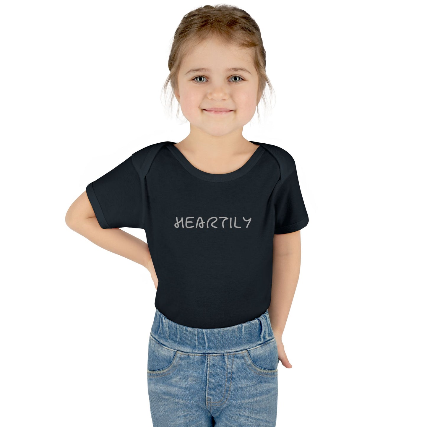 'Heartily' Script Baby Bodysuit