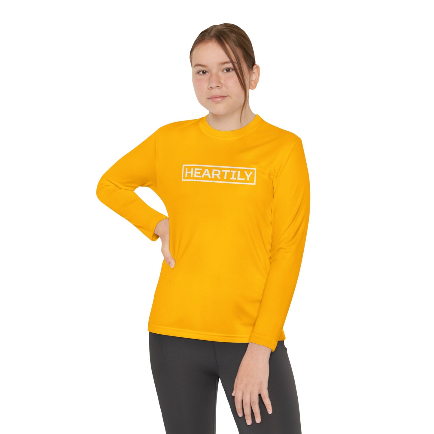 Bordered Heartily Youth Athletic Long Sleeve Tee