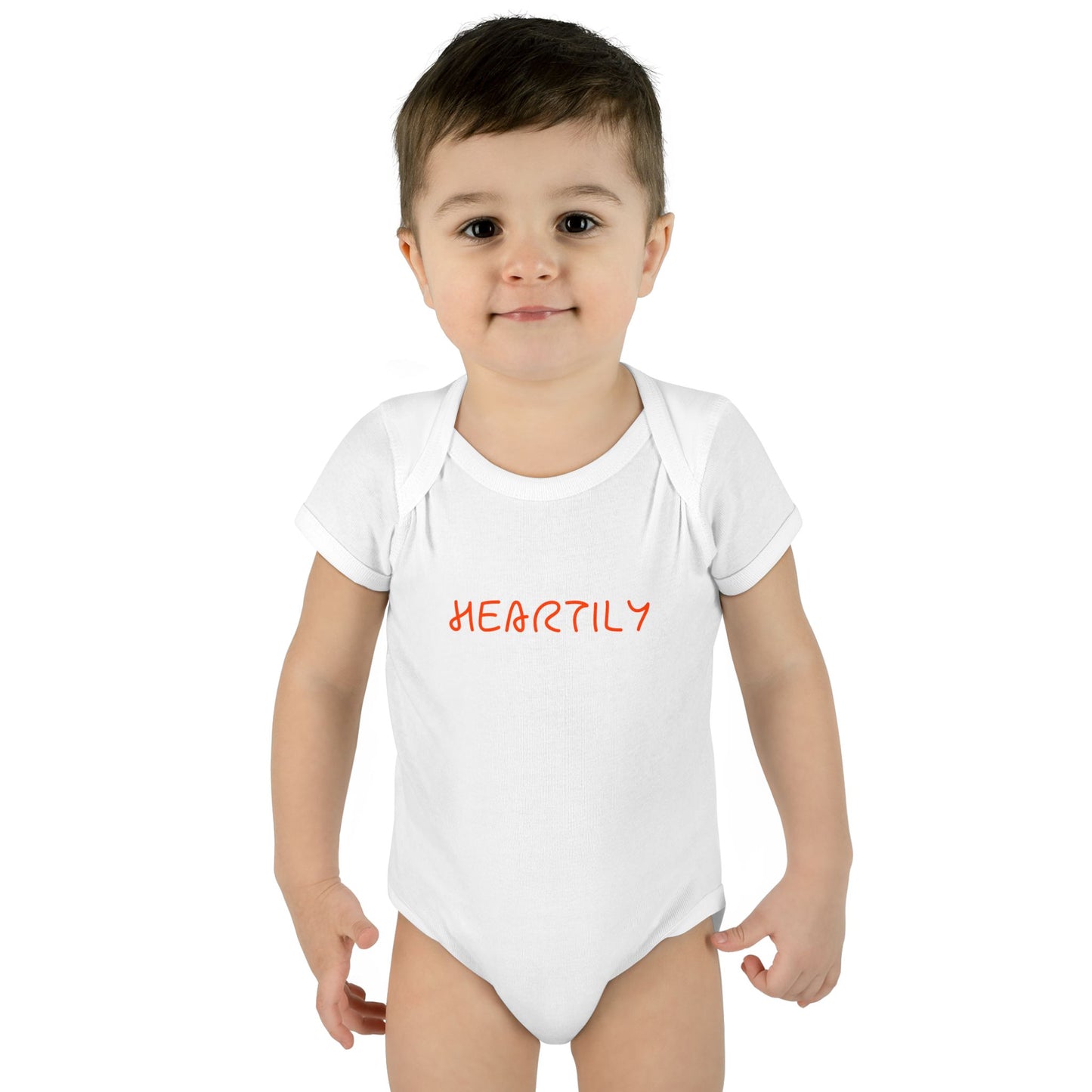 'Heartily' Script Baby Bodysuit