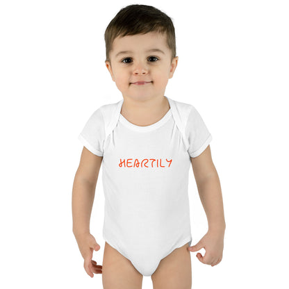 'Heartily' Script Baby Bodysuit