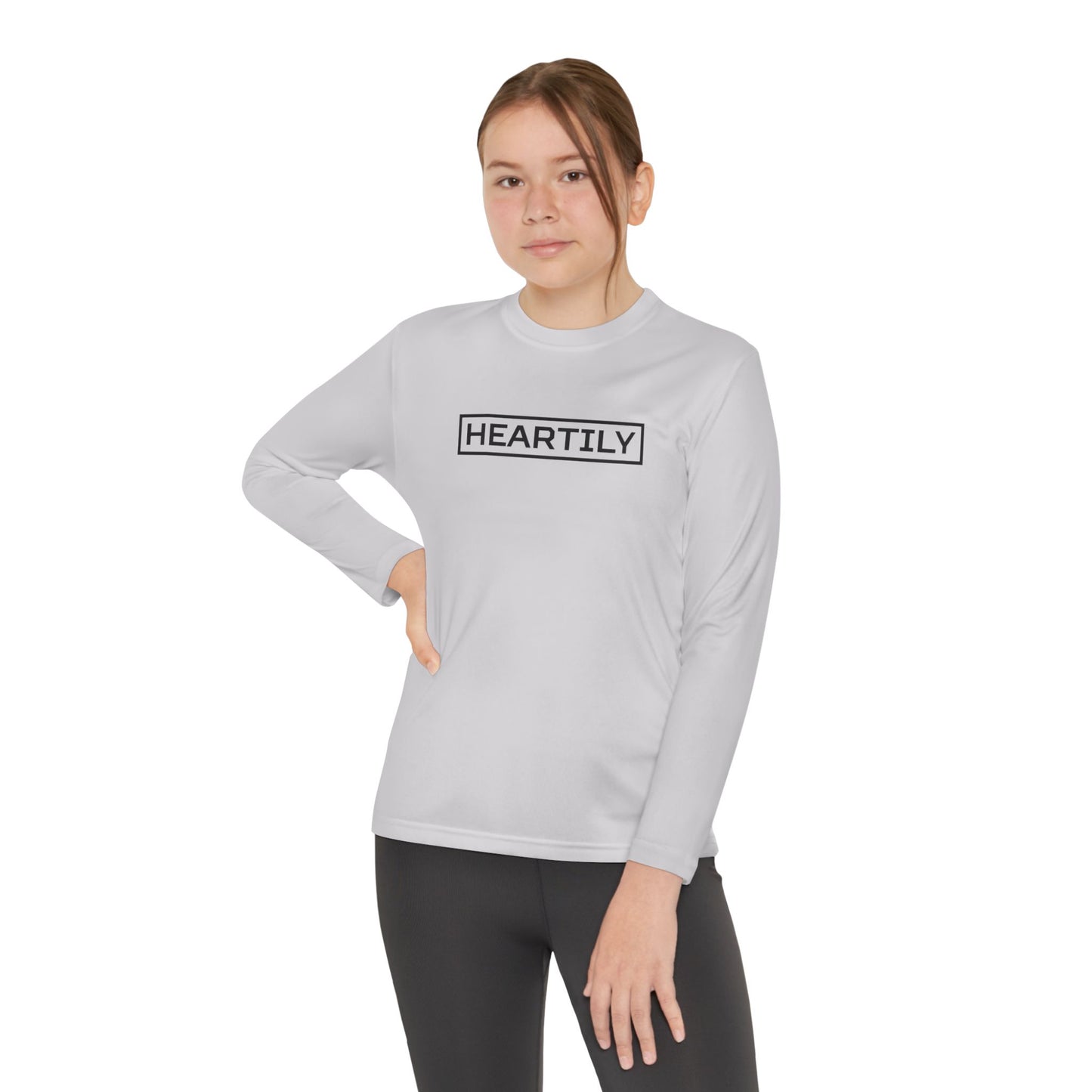 Bordered Heartily Youth Athletic Long Sleeve Tee