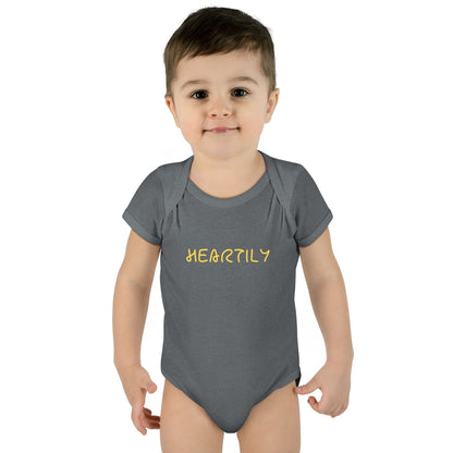 'Heartily' Script Baby Bodysuit