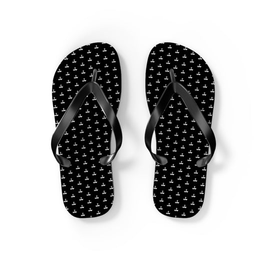 Black Patterned Flip Flops