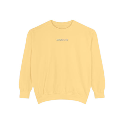 "I Don't Work for Men" Embroidered Garment-Dyed Sweatshirt