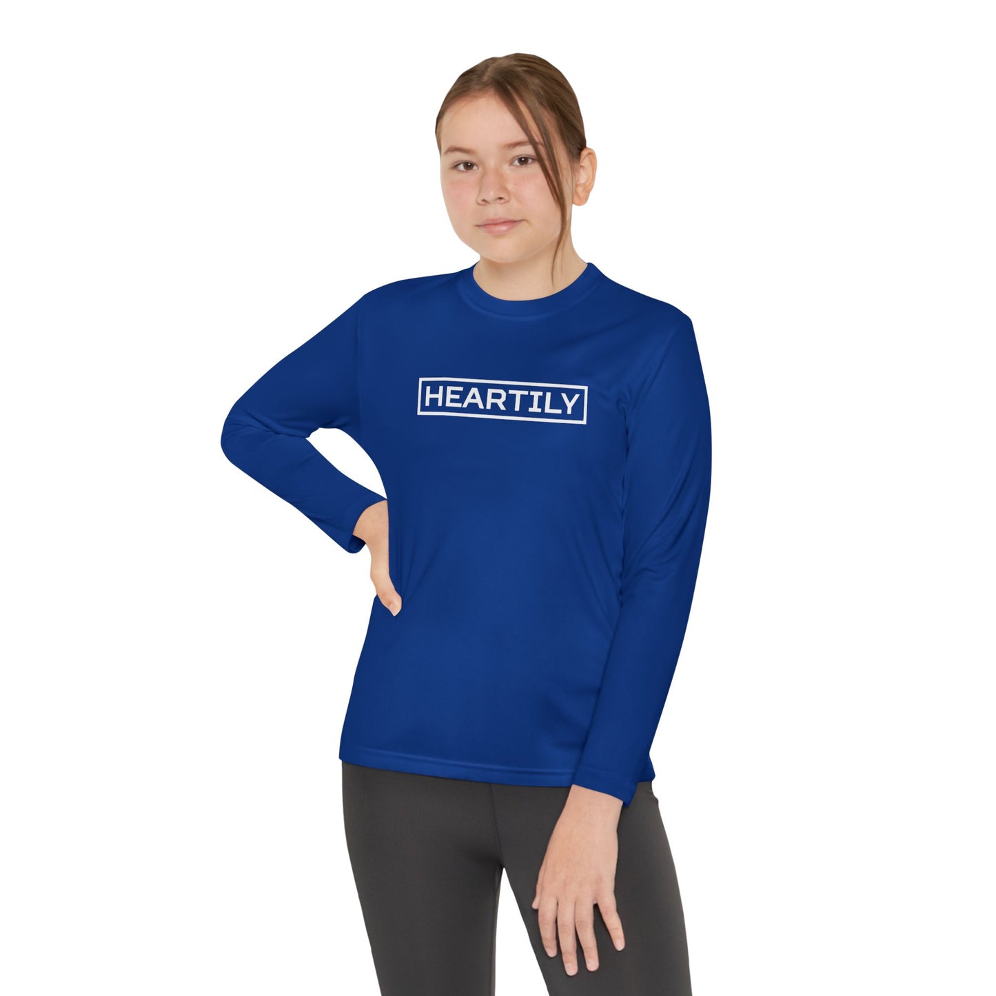 Bordered Heartily Youth Athletic Long Sleeve Tee