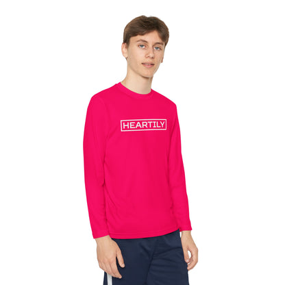 Bordered Heartily Youth Athletic Long Sleeve Tee