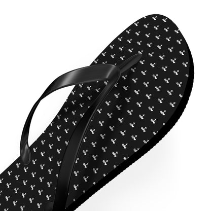 Black Patterned Flip Flops