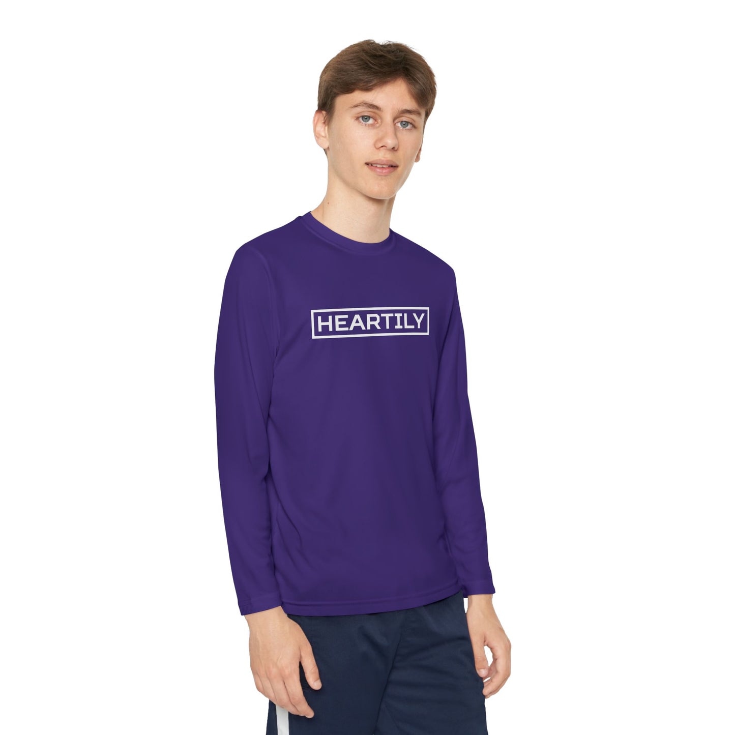 Bordered Heartily Youth Athletic Long Sleeve Tee