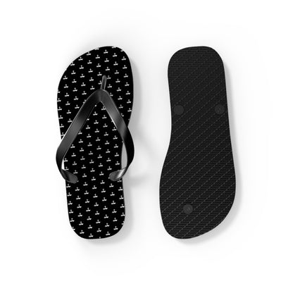 Black Patterned Flip Flops