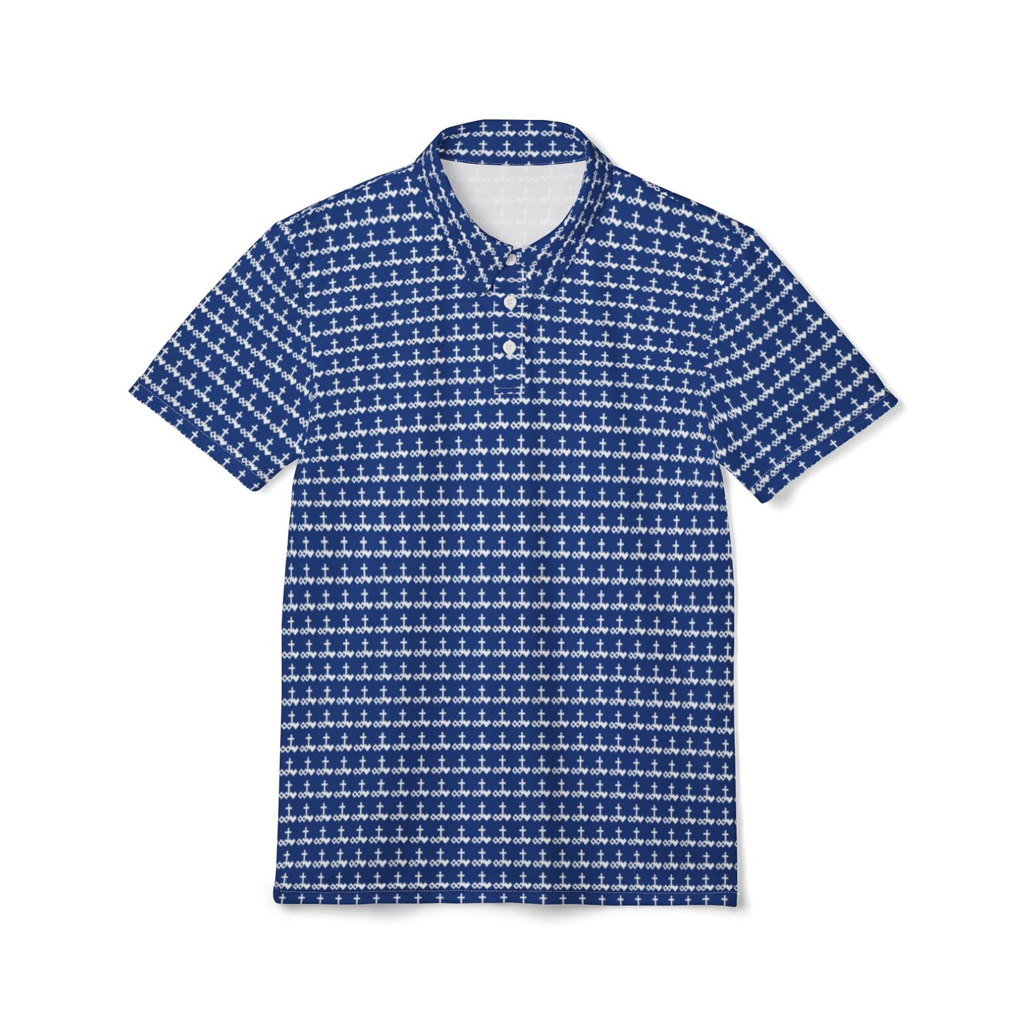 Dark Blue Unisex Logo Pattern Polo Shirt
