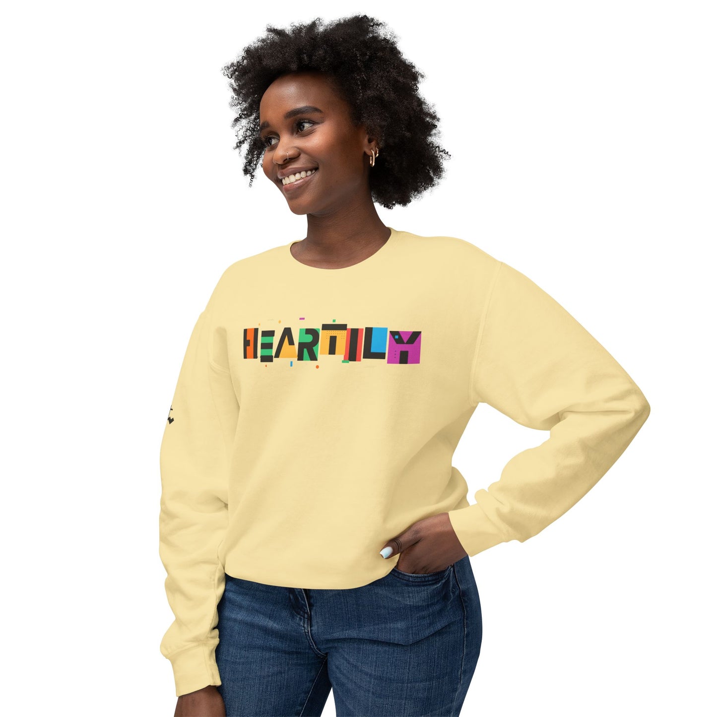 Unisex Heartily Color Font Crewneck Sweatshirt