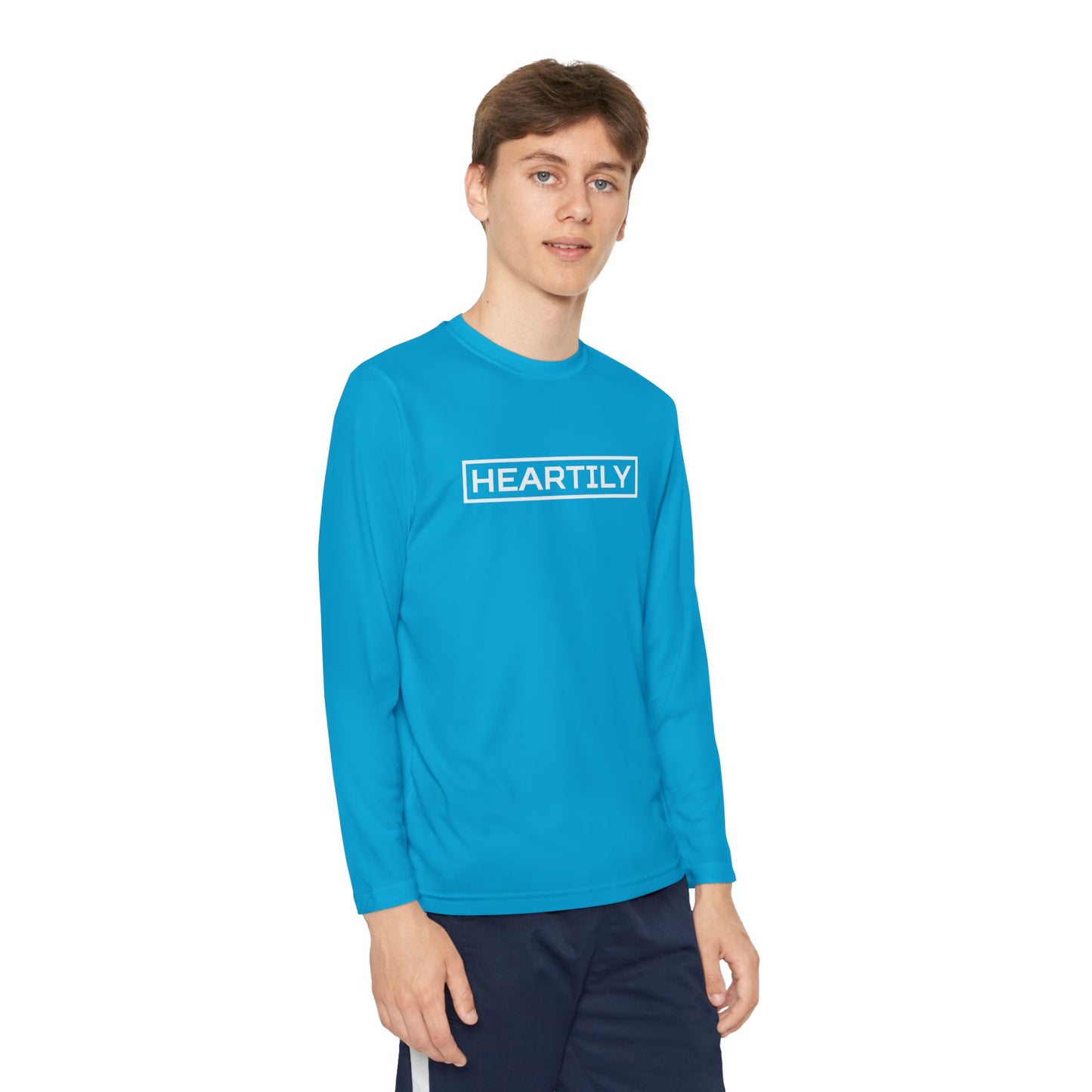 Bordered Heartily Youth Athletic Long Sleeve Tee